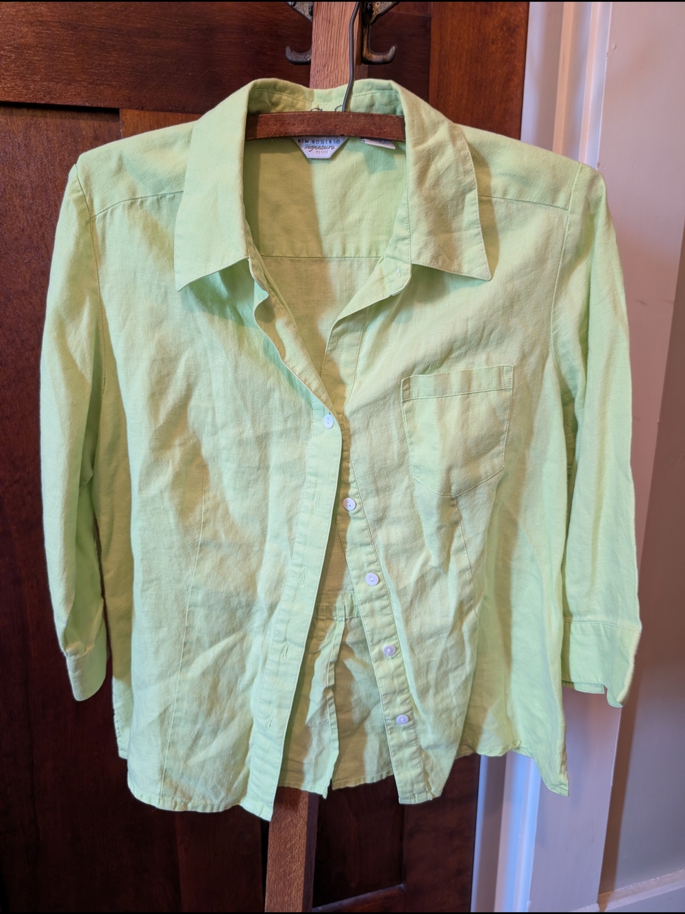Kim Rogers Bright Lime Green Linen Shirt